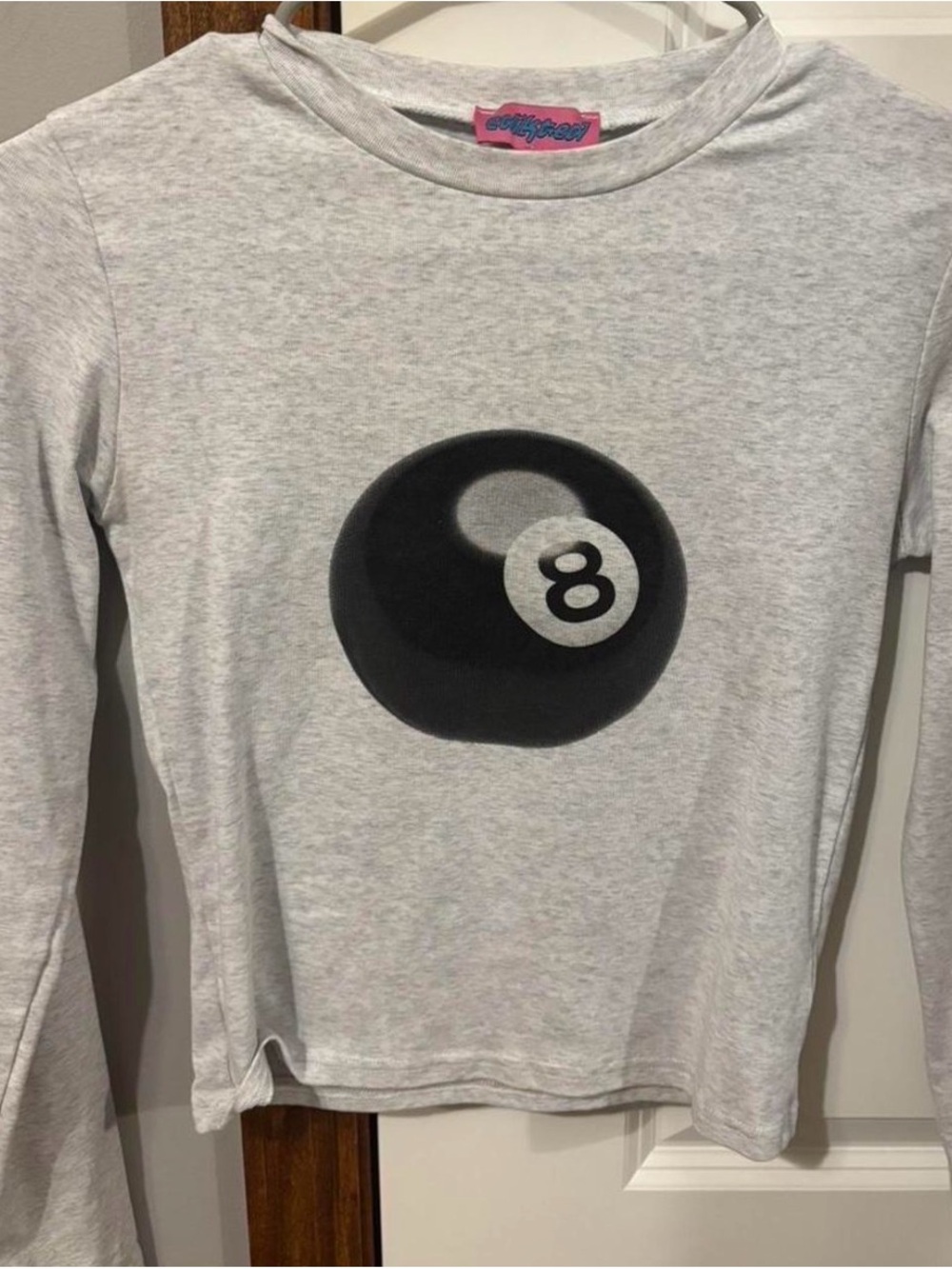 Edikted grey longsleeve shirt with 8 ball pattern on front (only worn once)